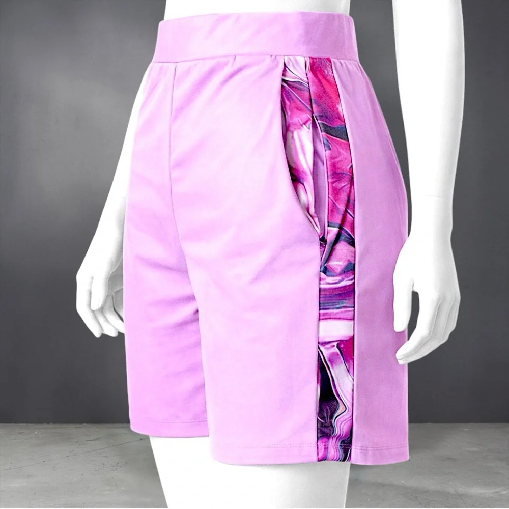 New Chic Me Pink Marble Swirl Short Sleeve Short Set